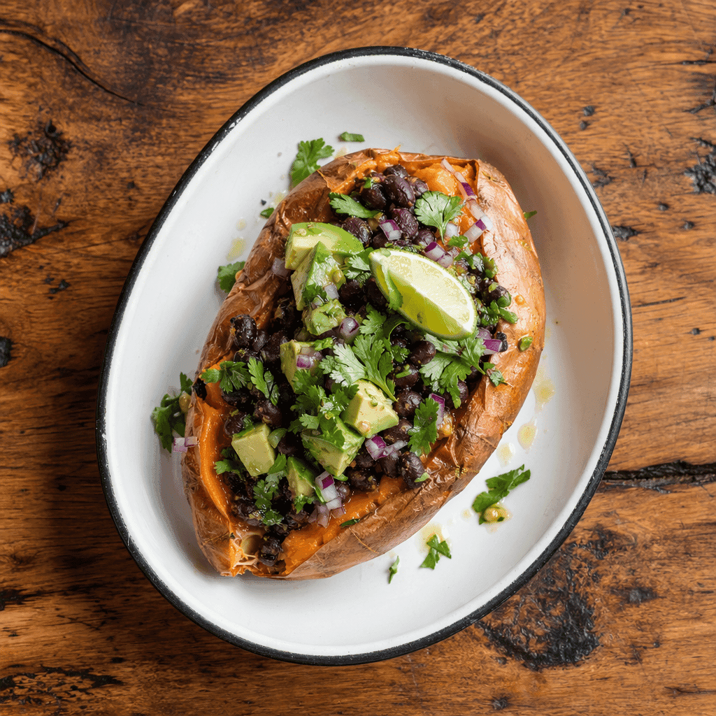 Stuffed Sweet Potatoes with Black Beans and Avocado