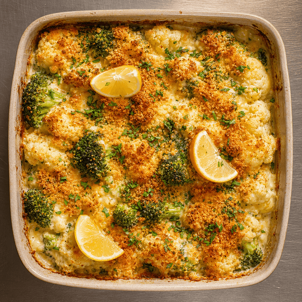 Cheesy Broccoli & Cauliflower Bake