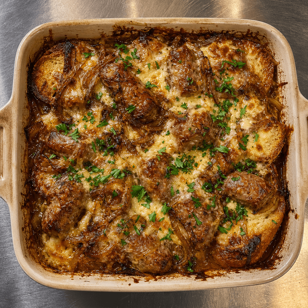 French Onion Sausage Bake
