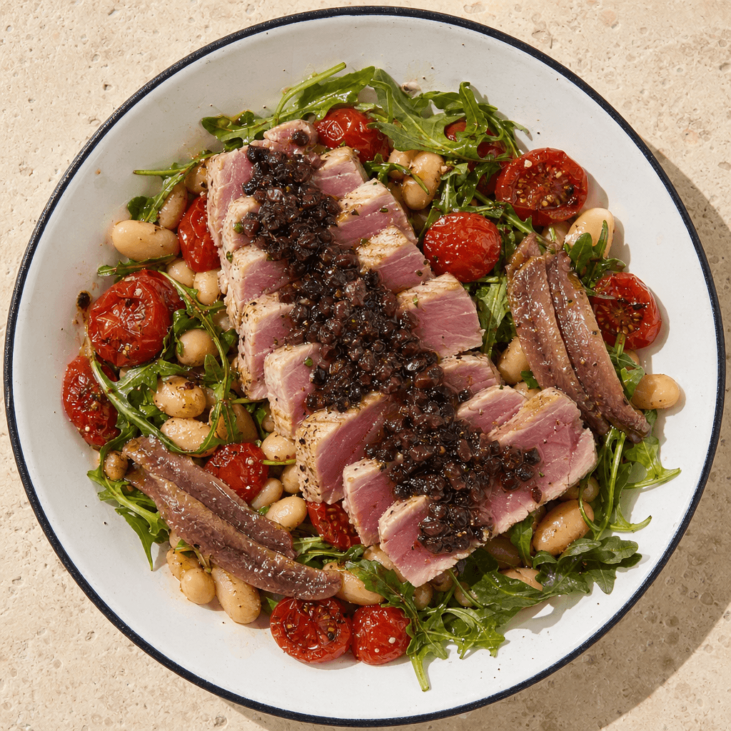 Seared Tuna with White Beans & Olive Tapenade