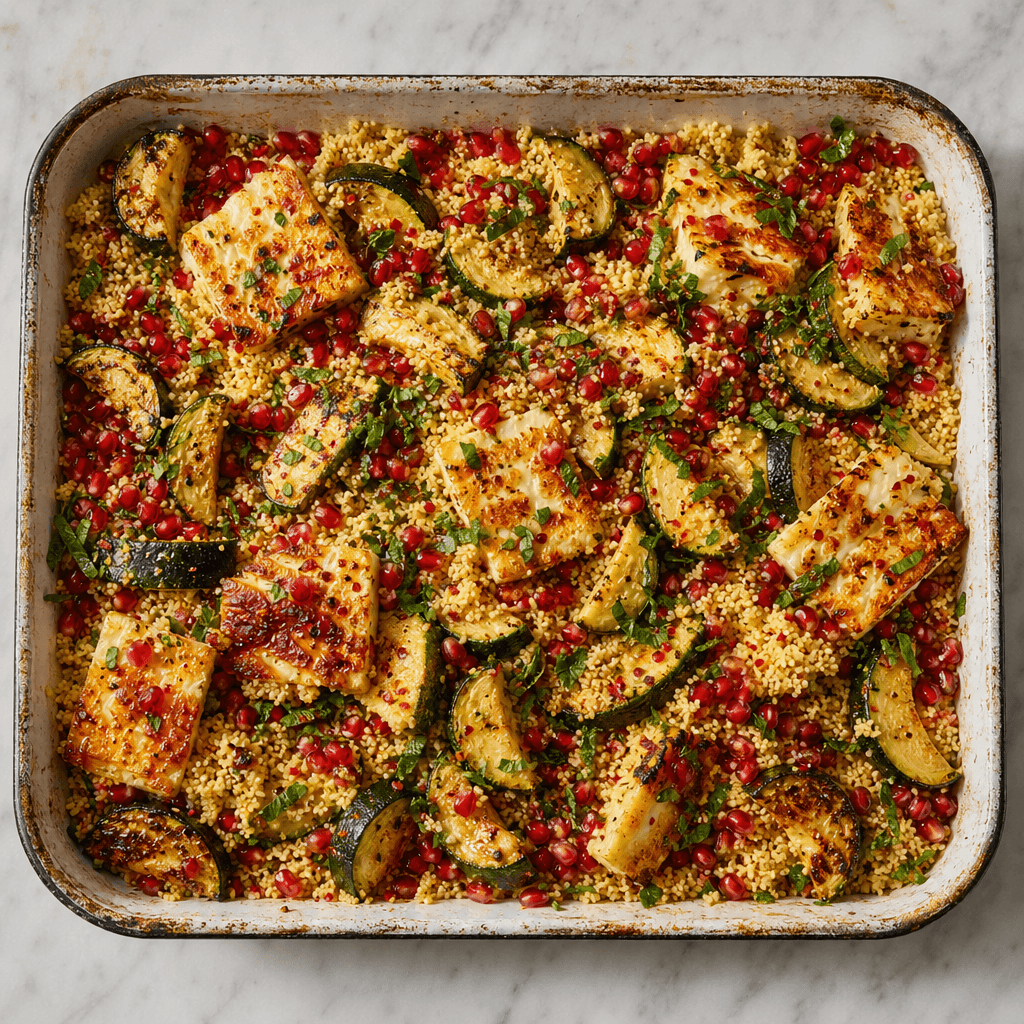 Roasted Courgette & Halloumi with Herby Couscous