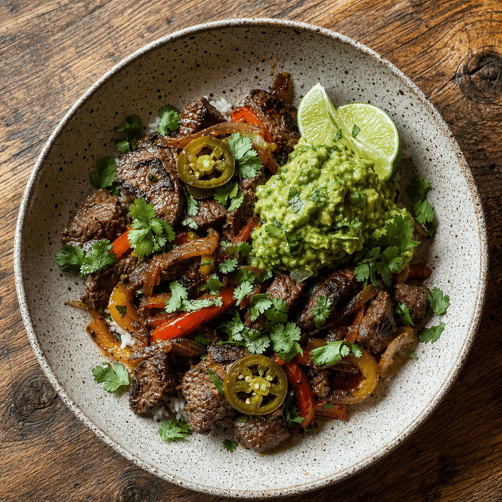 Steak Fajita Bowl with Guacamole