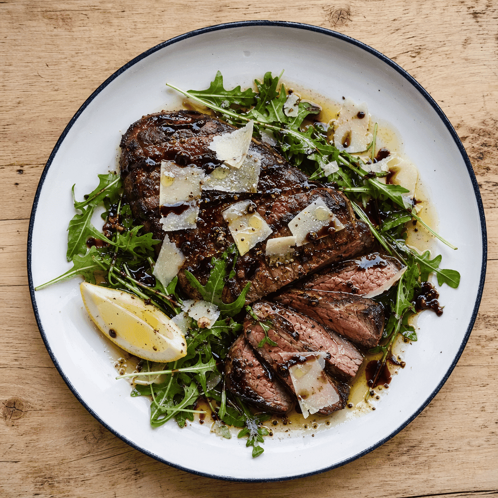 Seared Steak with Rocket, Parmesan and Balsamic