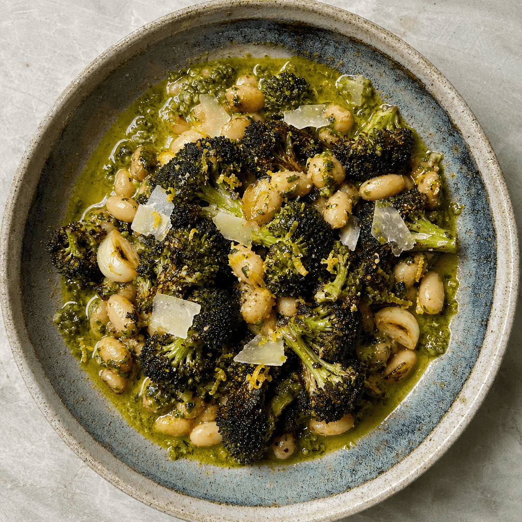 Charred Broccoli & White Beans with Salsa Verde