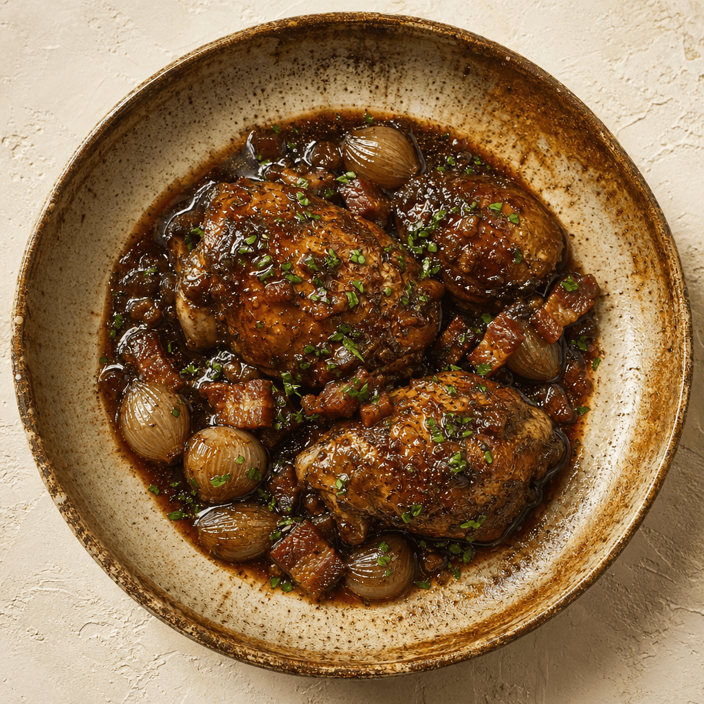 Chicken Braised in Red Wine