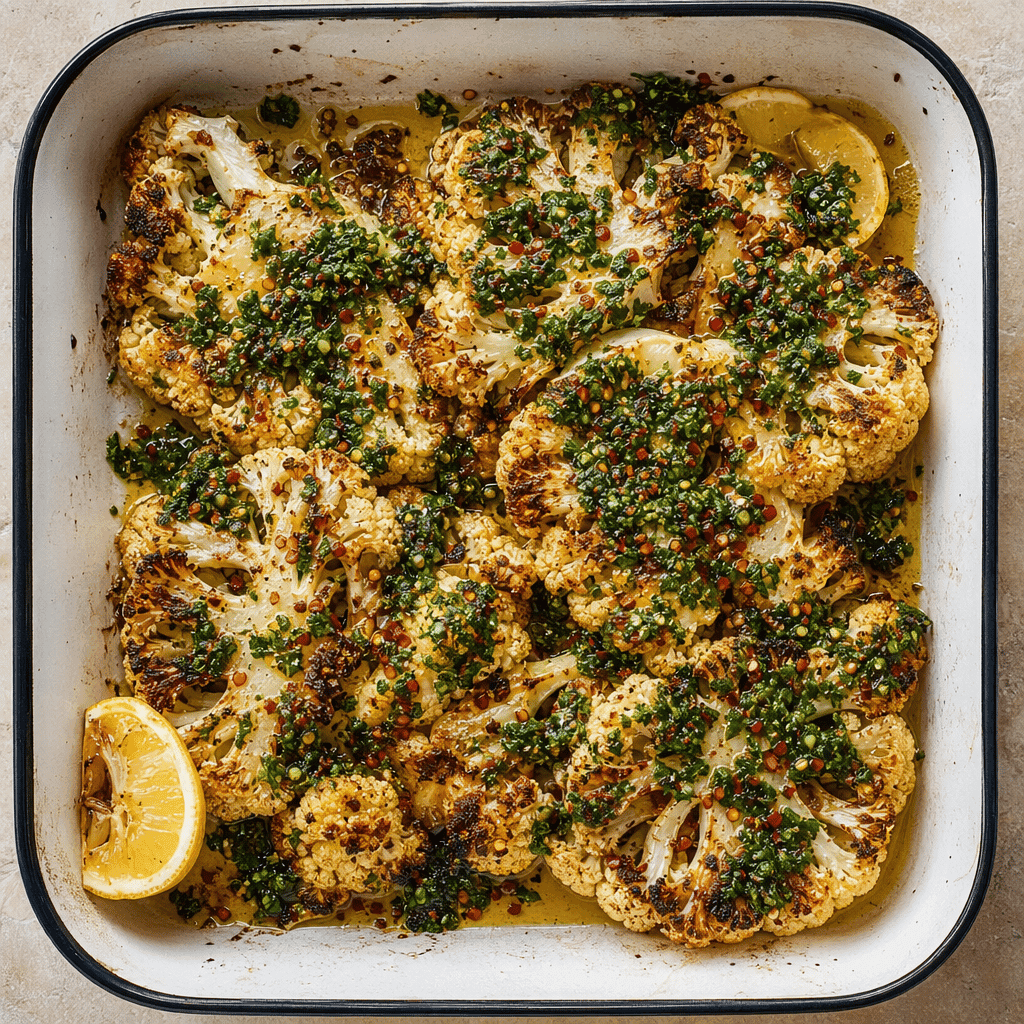 Roasted Cauliflower Steaks with Chimichurri