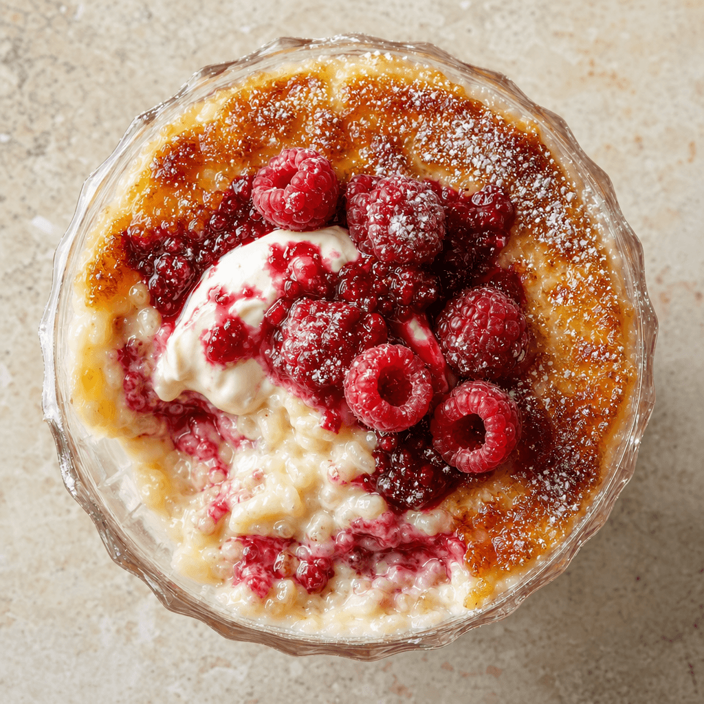 Rice Pudding with Raspberry Jam