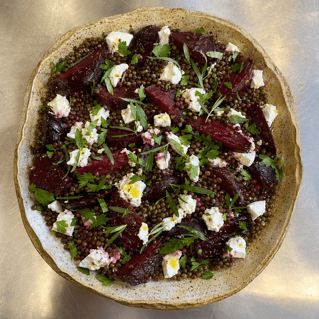 Roasted Beetroot, Lentil and Goat's Cheese Salad