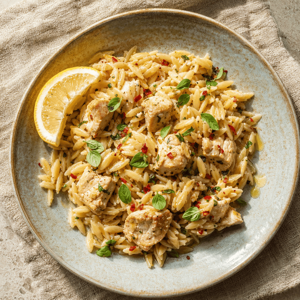 Greek-Style Orzo Salad with Chicken