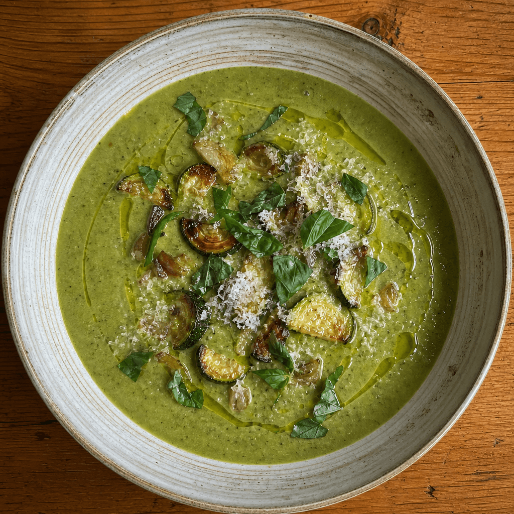 Roasted Courgette & Basil Soup