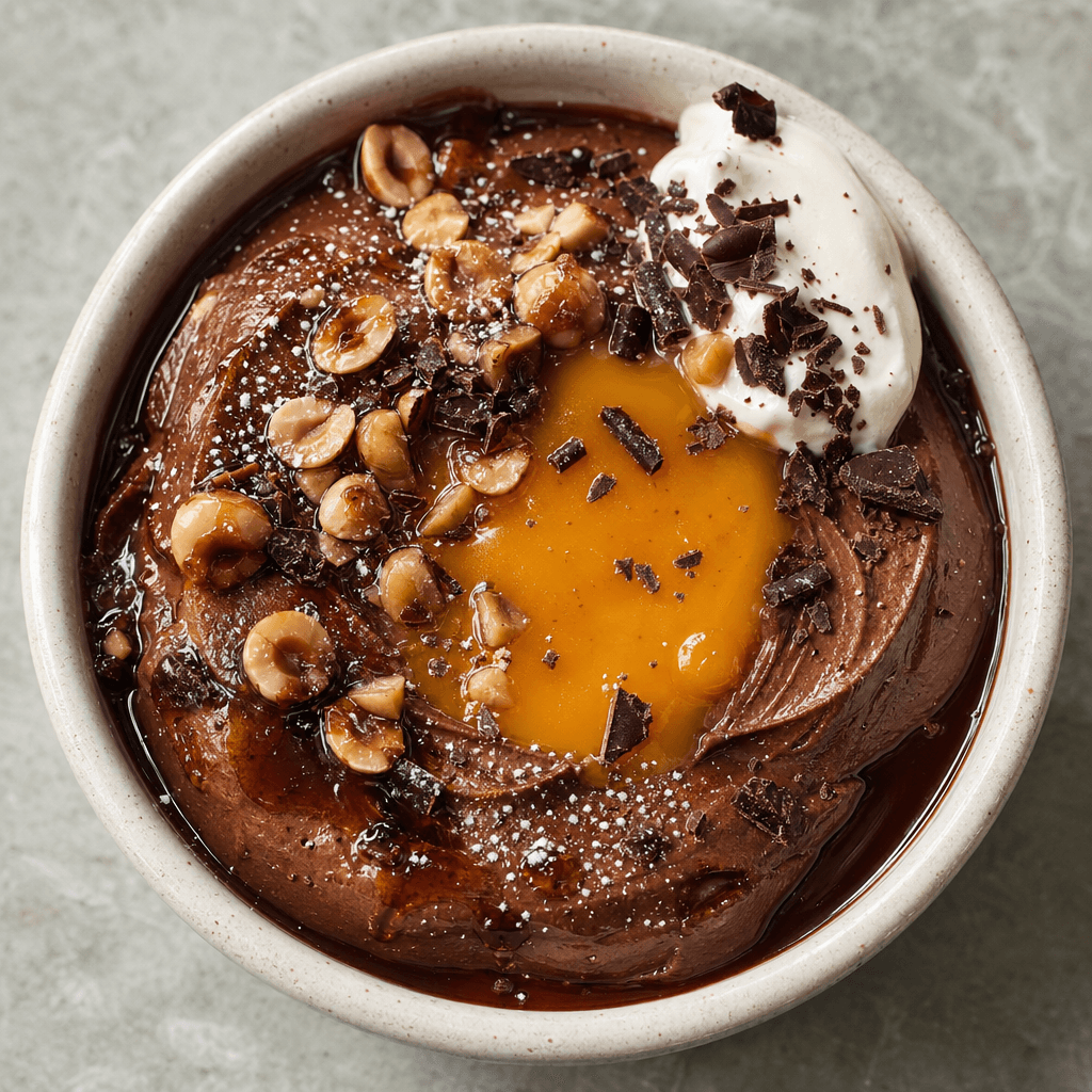 Coffee Chocolate Mousse With Rum Caramel And Orange Curd