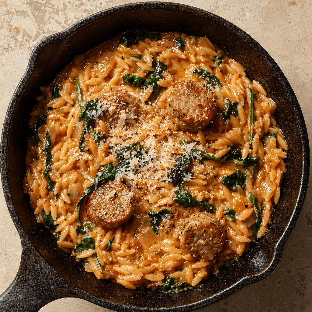 Creamy Tomato Sausage Orzo