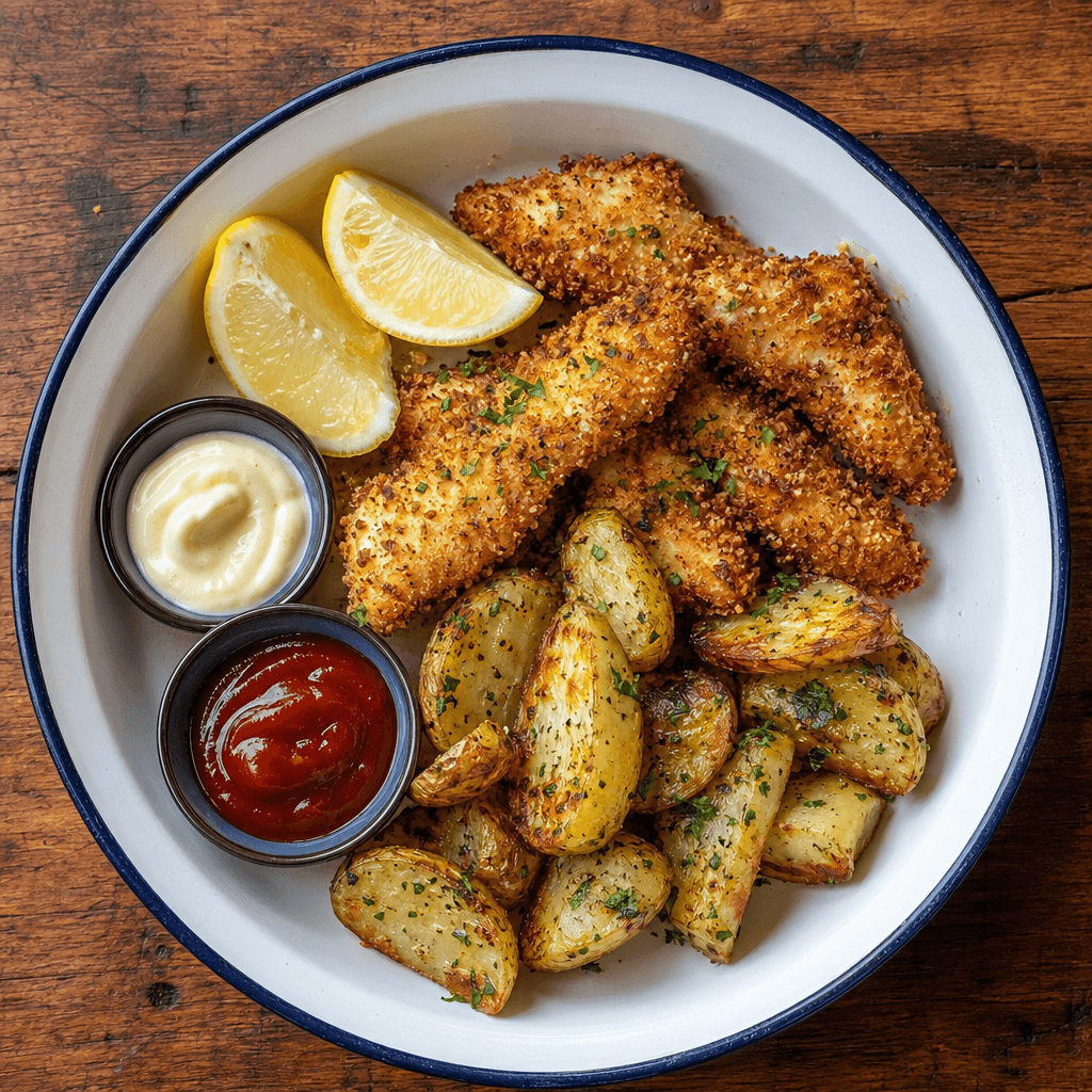 Chicken Goujons with Herby Potatoes