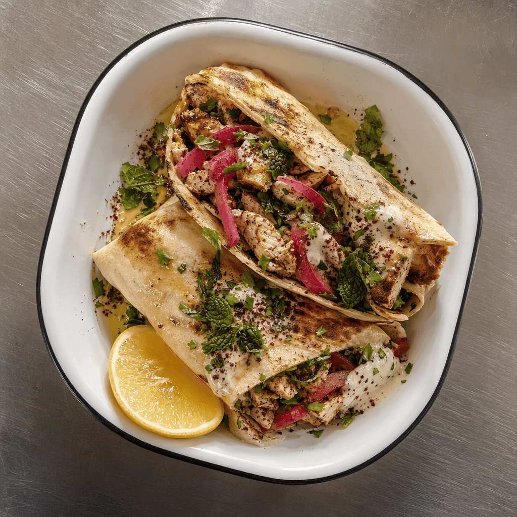 Chicken Shawarma Wraps with Quick Pickles